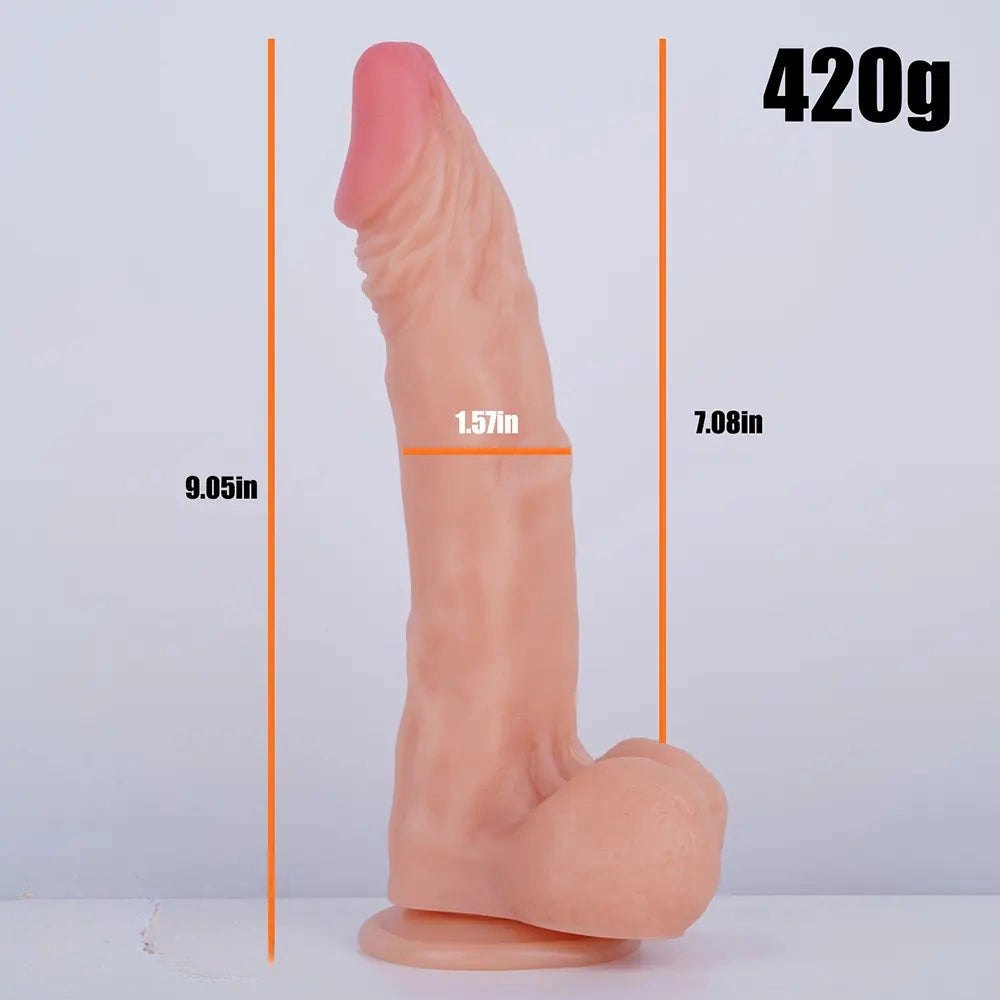 Flesh Big Realistic Dildo 9in - Lifelike Skin Feel Dildo