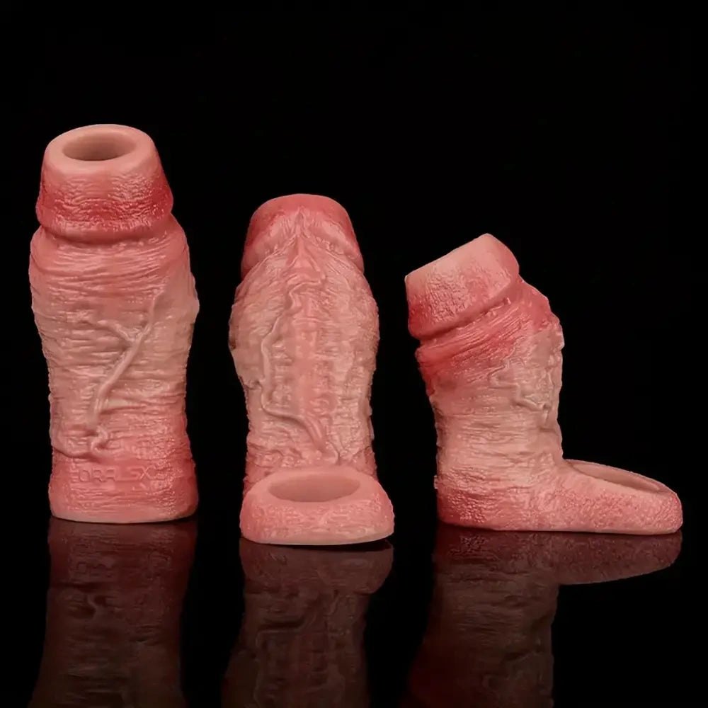 Flesh Ribbed Penis Sleeve - Realistic Silicone Sleeve