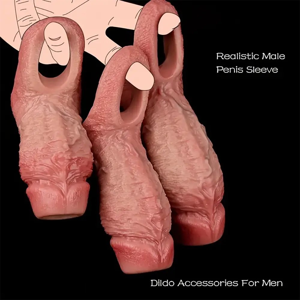 Flesh Ribbed Penis Sleeve - Realistic Silicone Sleeve