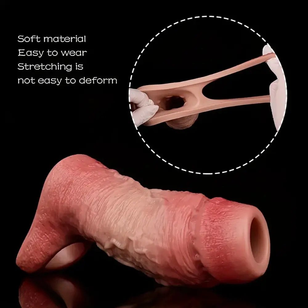 Flesh Ribbed Penis Sleeve - Realistic Silicone Sleeve