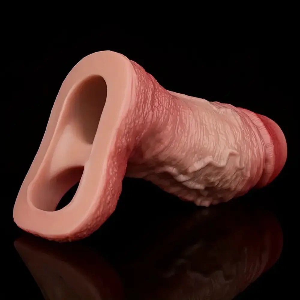 Flesh Ribbed Penis Sleeve - Realistic Silicone Sleeve