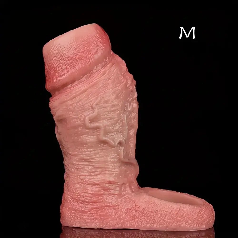 Flesh Ribbed Penis Sleeve - Realistic Silicone Sleeve