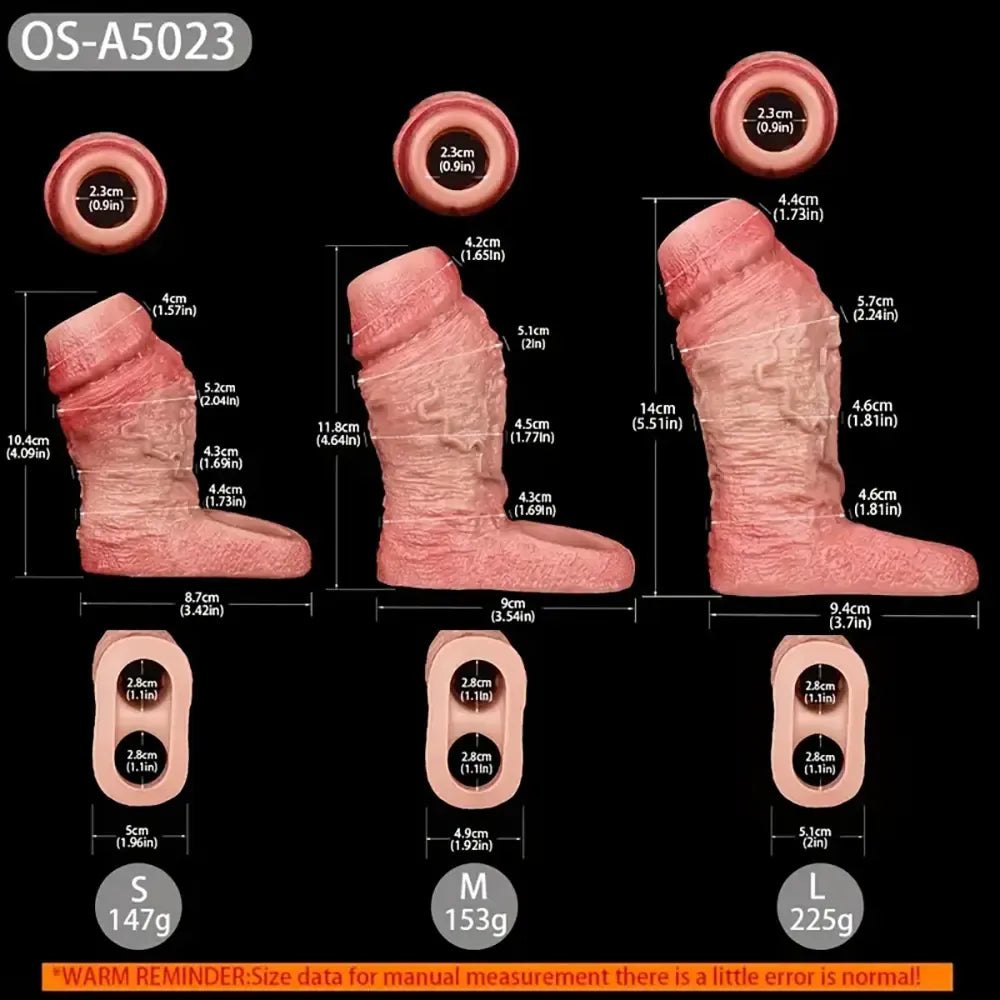 Flesh Ribbed Penis Sleeve - Realistic Silicone Sleeve