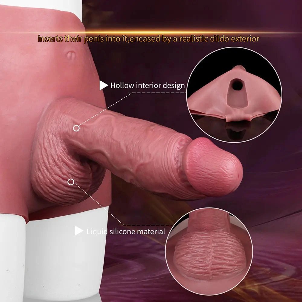 Flesh Hollow Strap-On Panty - hollow strap on dildo for couples