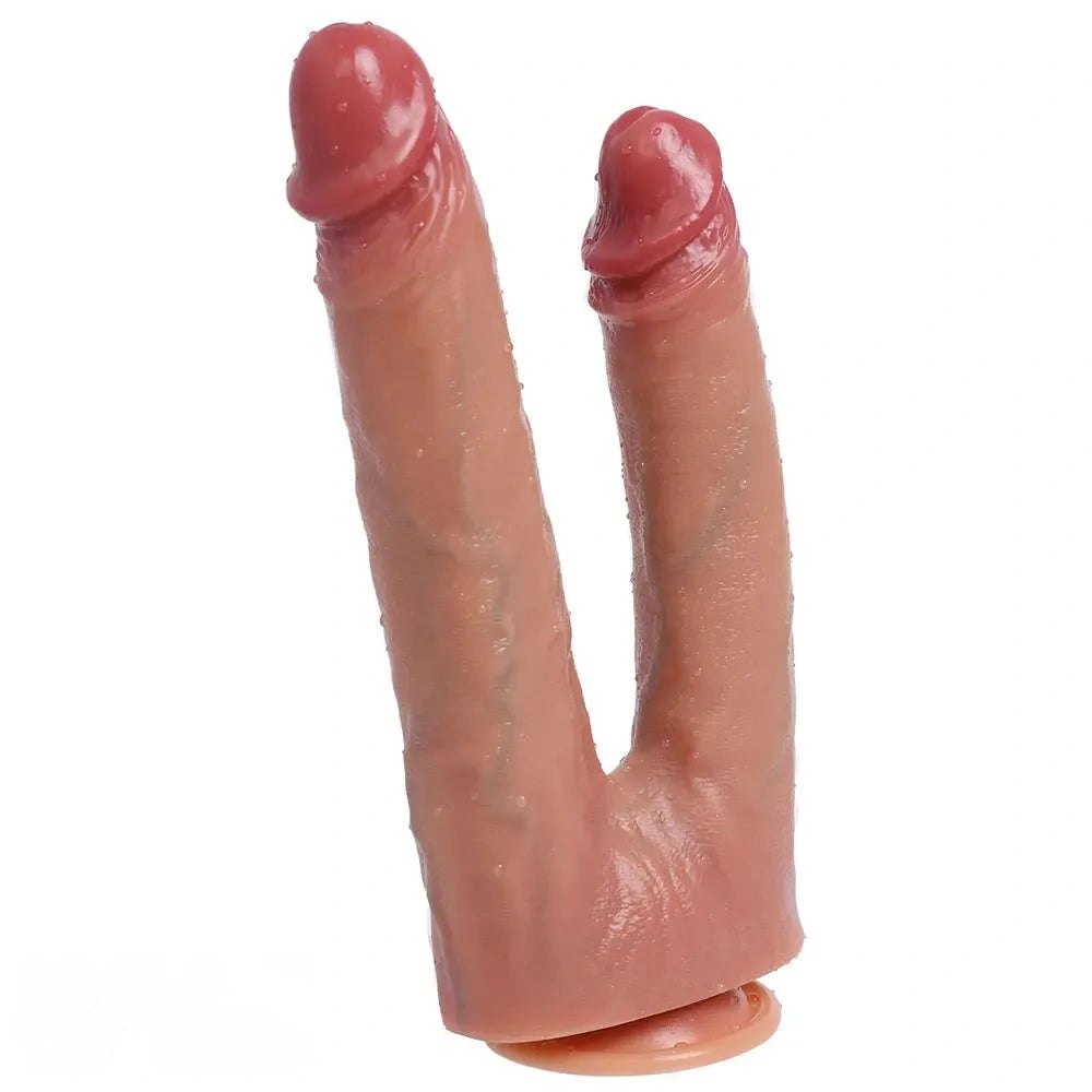 Flesh Twin Shaft Double Dildo - Strap On Double Dildo 10.83in