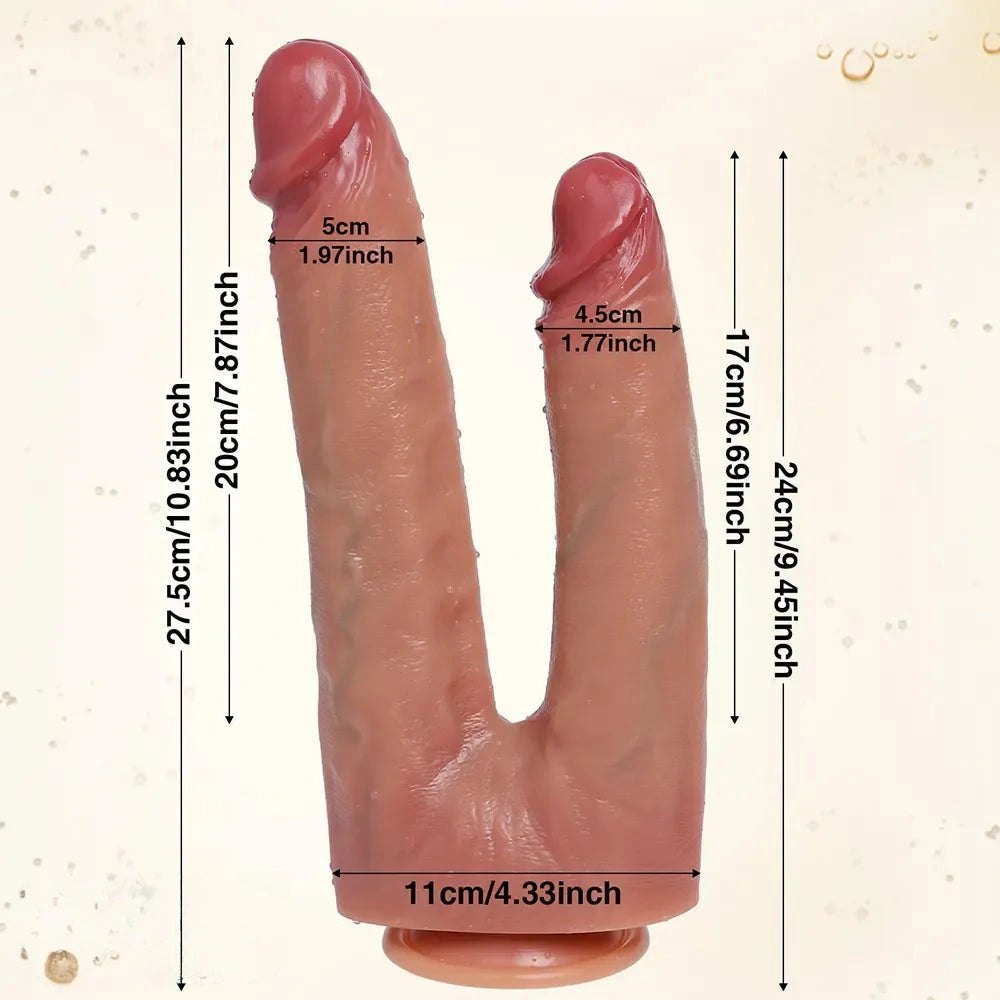 Flesh Twin Shaft Double Dildo - Strap On Double Dildo 10.83in