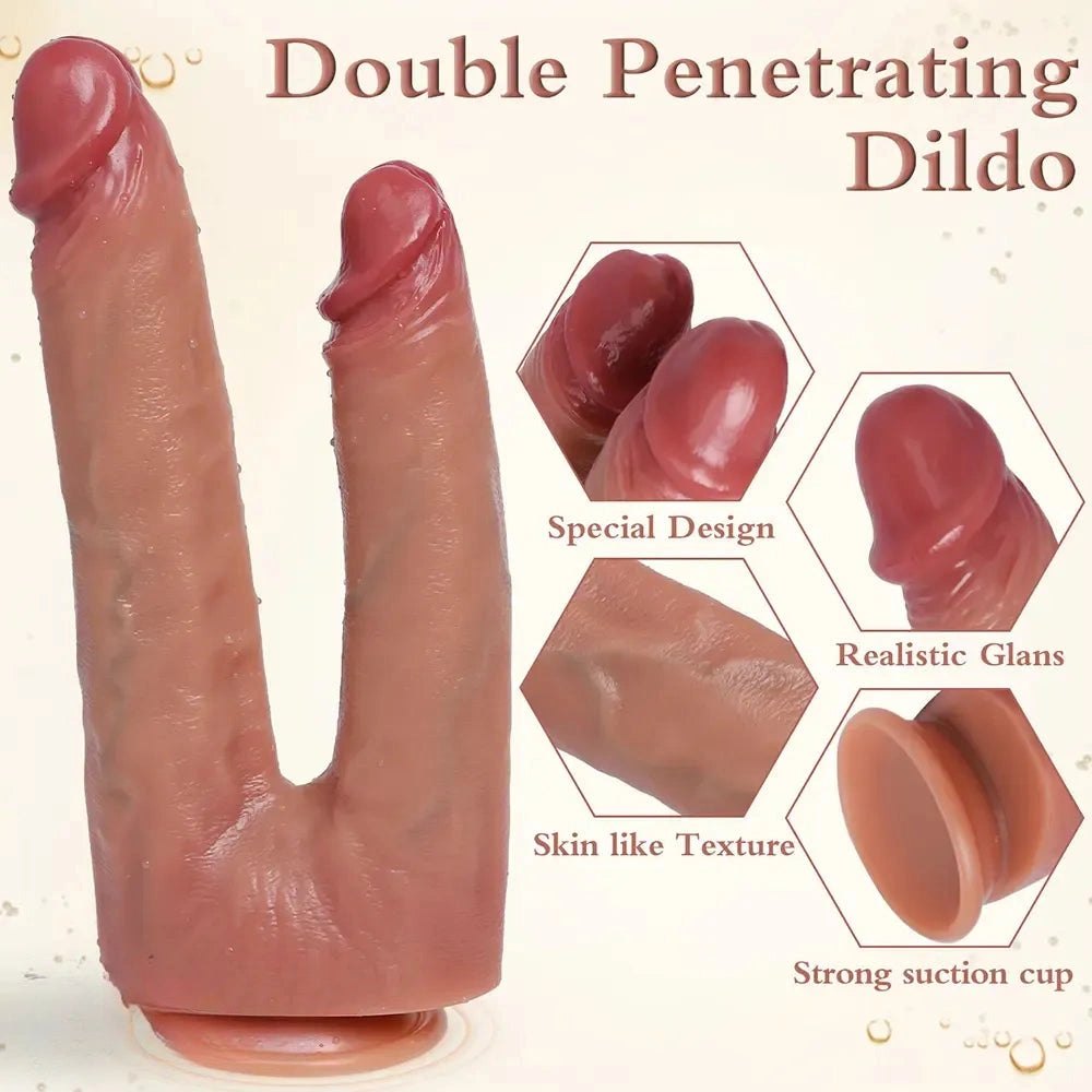 Flesh Twin Shaft Double Dildo - Strap On Double Dildo 10.83in