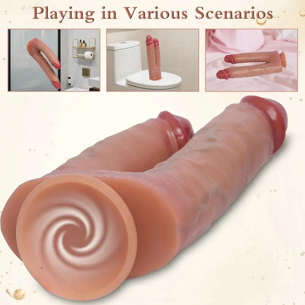Flesh Twin Shaft Double Dildo - Strap On Double Dildo 10.83in