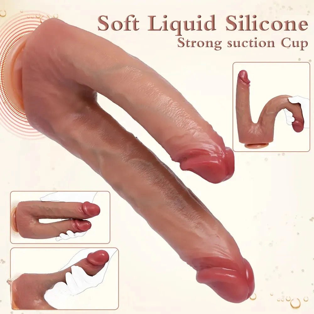 Flesh Twin Shaft Double Dildo - Strap On Double Dildo 10.83in
