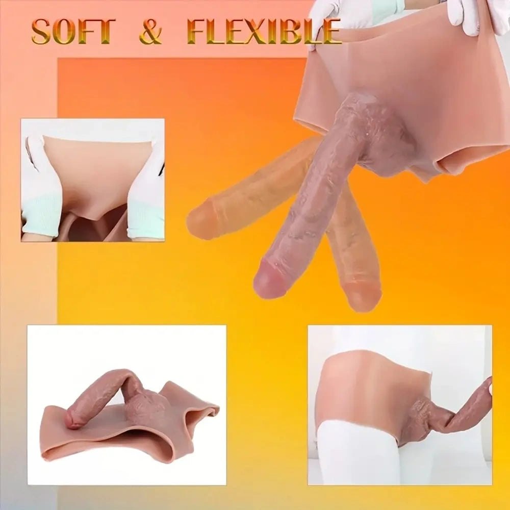 Flesh Wearable Panty Strap-On Dildo - Double-Ended Strap-On Dildo