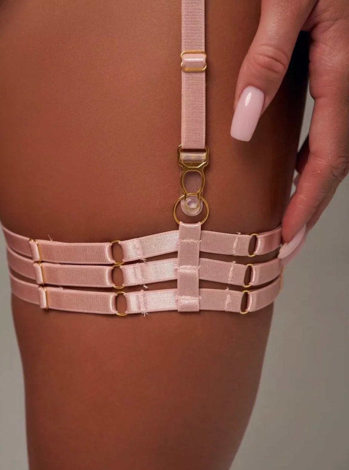 Floral Embroidered Satin Garter Set - Garter Lingerie Set