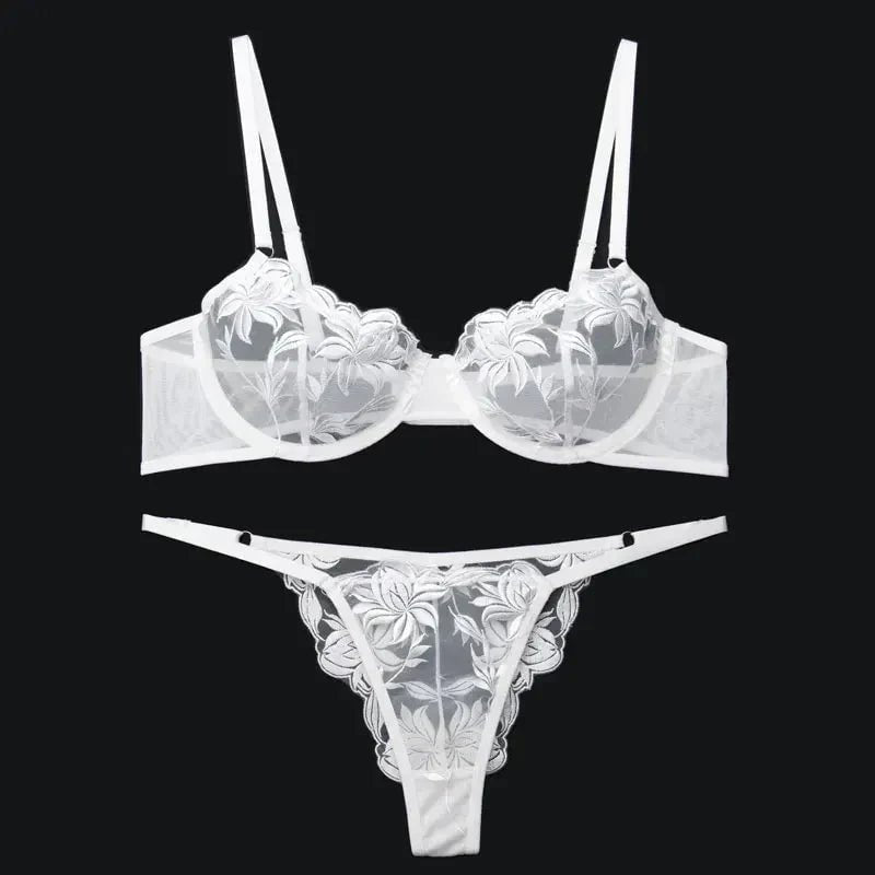 Two Piece Mesh Balconette Set - Bra and Panty Set