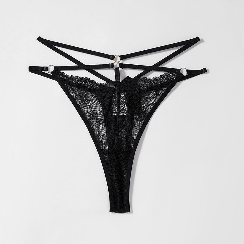 Floral Lace Bow Mid Waist Thong - Plus Size Lingerie