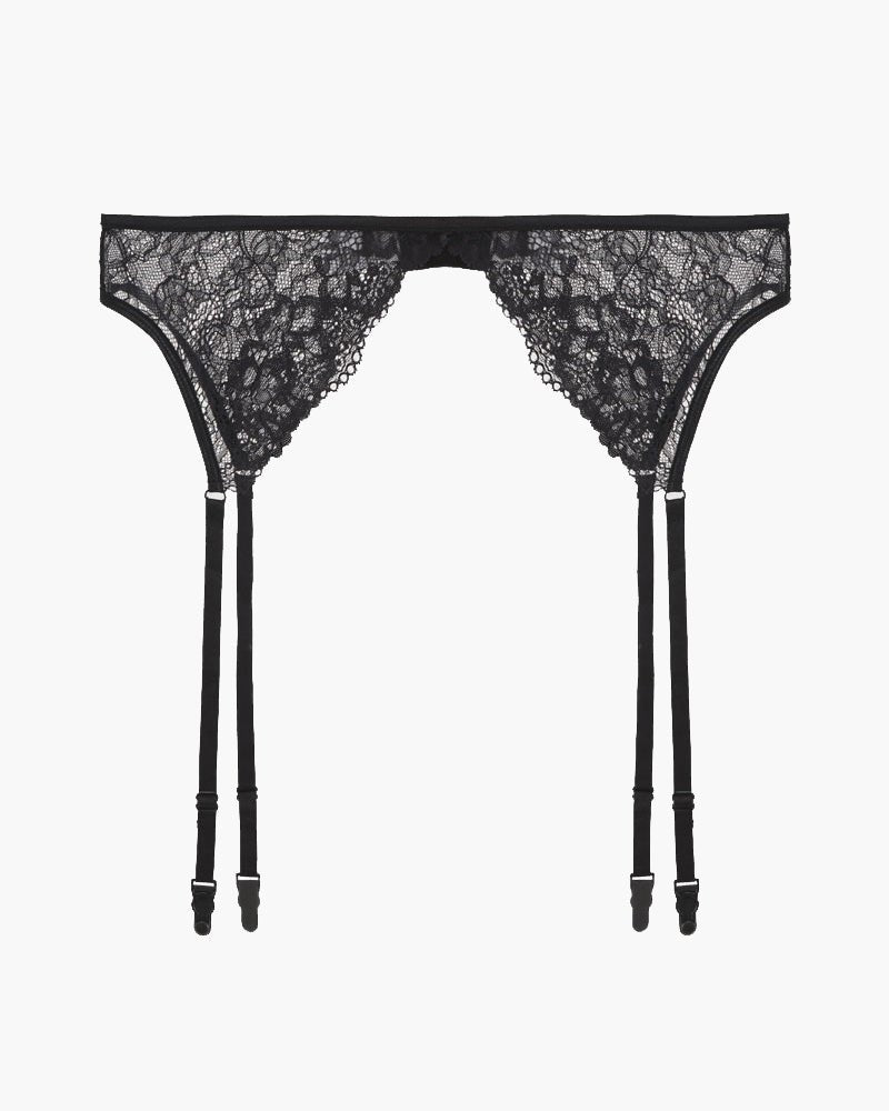 Floral Lace Corset Garter Set - Garter Lingerie Set
