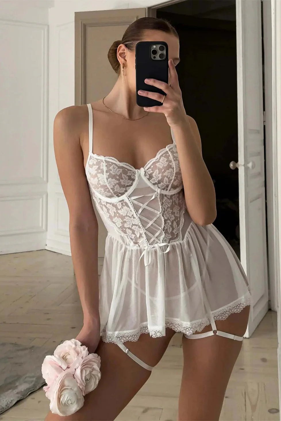 Floral Lace Corset Babydoll - Sexy Babydoll Lingerie