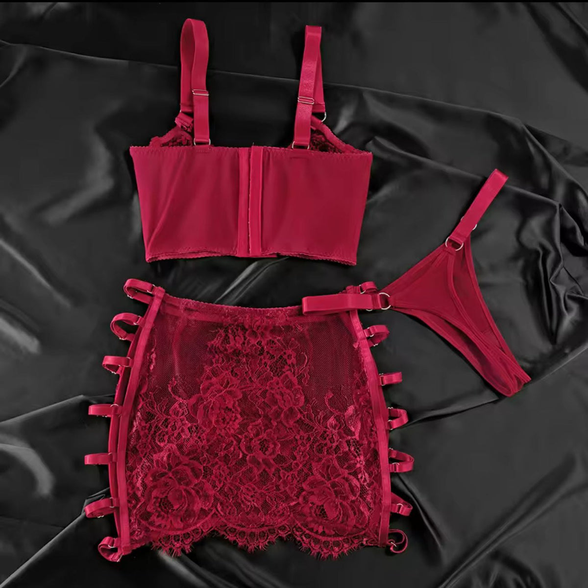 Floral Lace Mesh Lingerie Set - Bra and Panty Set