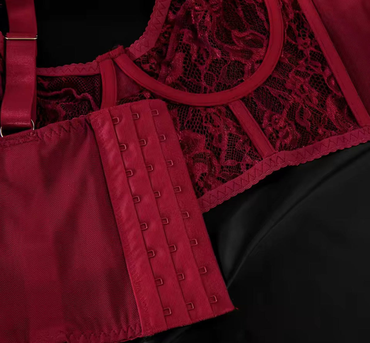 Floral Lace Mesh Lingerie Set - Bra and Panty Set