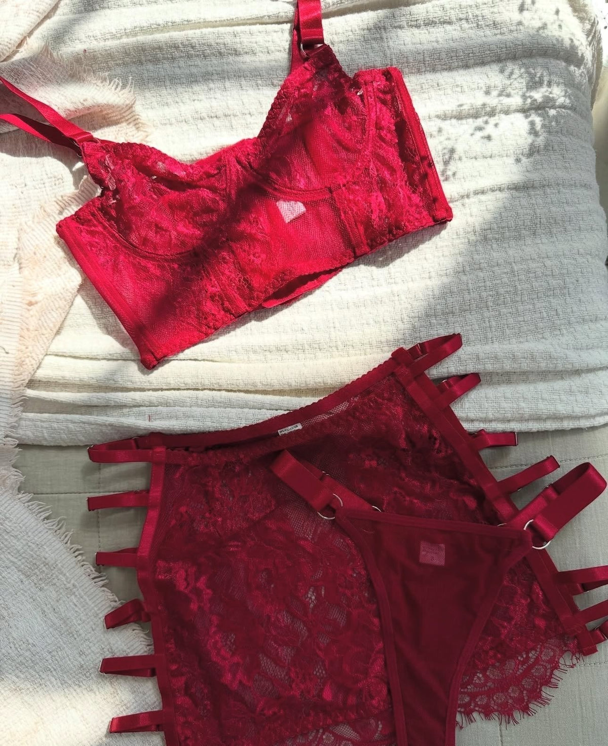 Floral Lace Mesh Lingerie Set - Bra and Panty Set