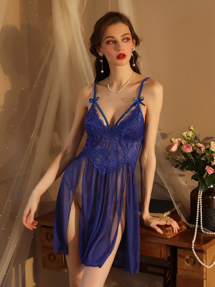 Floral Lace Mesh Babydoll Set - Sexy Babydoll Lingerie