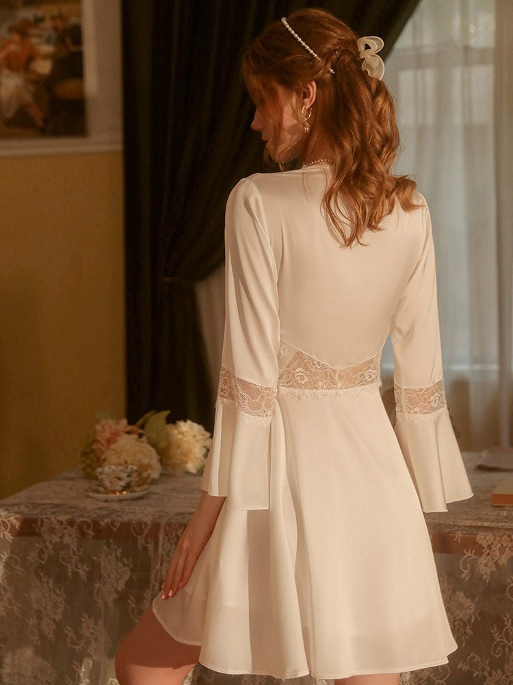 Floral Lace Tie Front Cardigan Robe - Sexy Lingerie Robe