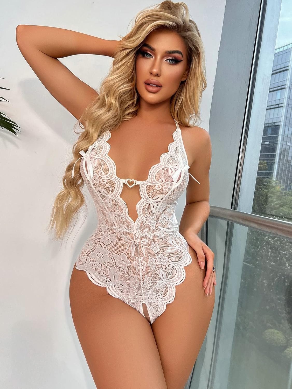 Floral Lace Trim Teddy - Sexy Babydoll Lingerie