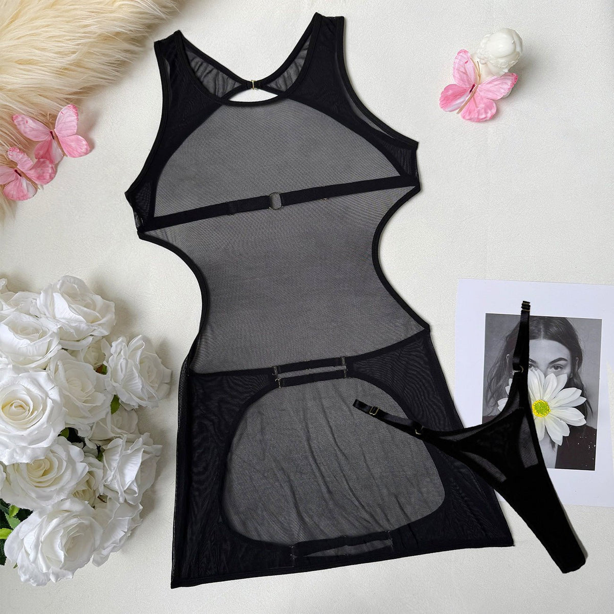 Flower Embroidered Steel Ring Bra - Sexy Babydoll Lingerie
