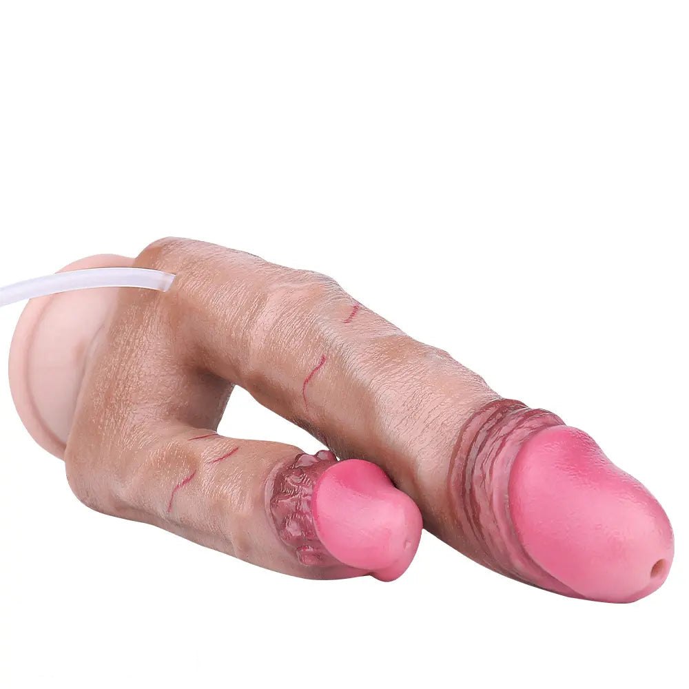 Forked Ejaculating Dual Dildo - Silicone Suction Cup Dildo