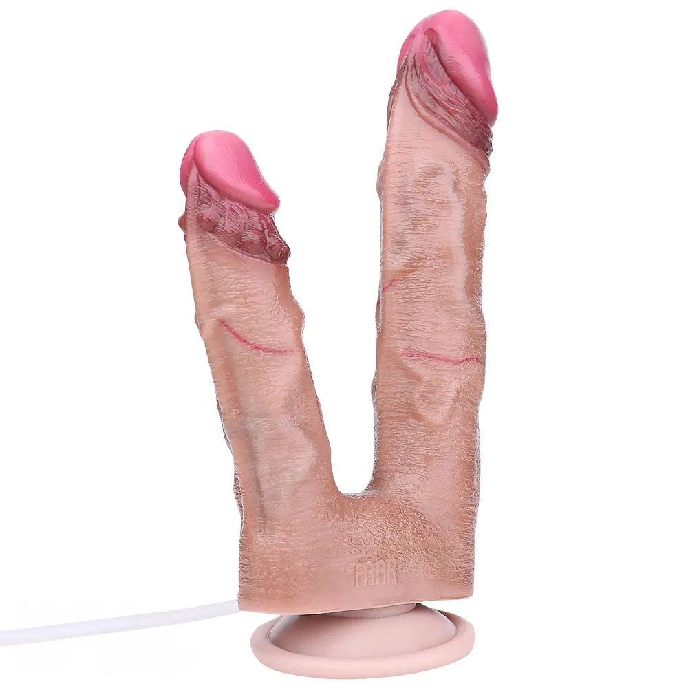 Forked Ejaculating Dual Dildo - Silicone Suction Cup Dildo