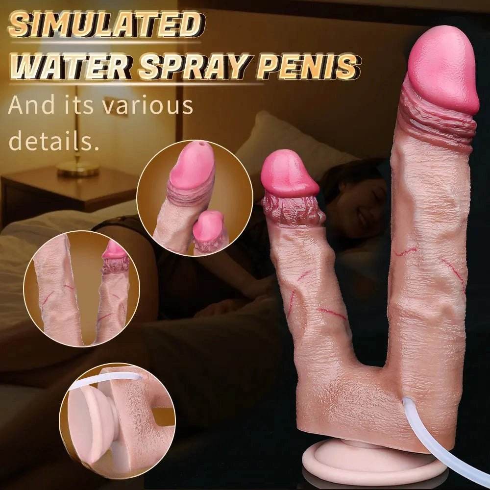 Forked Ejaculating Dual Dildo - Silicone Suction Cup Dildo