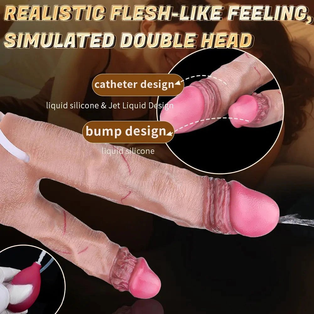 Forked Ejaculating Dual Dildo - Silicone Suction Cup Dildo