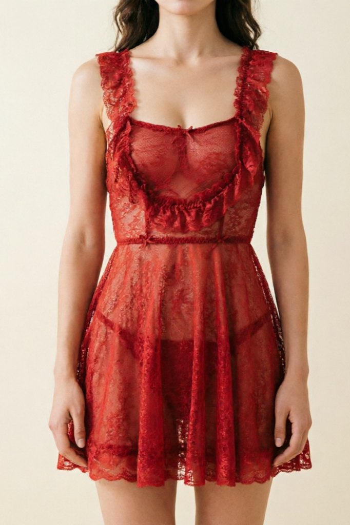 French Sheer Lace Open Back Babydoll - Sexy Babydoll Lingerie
