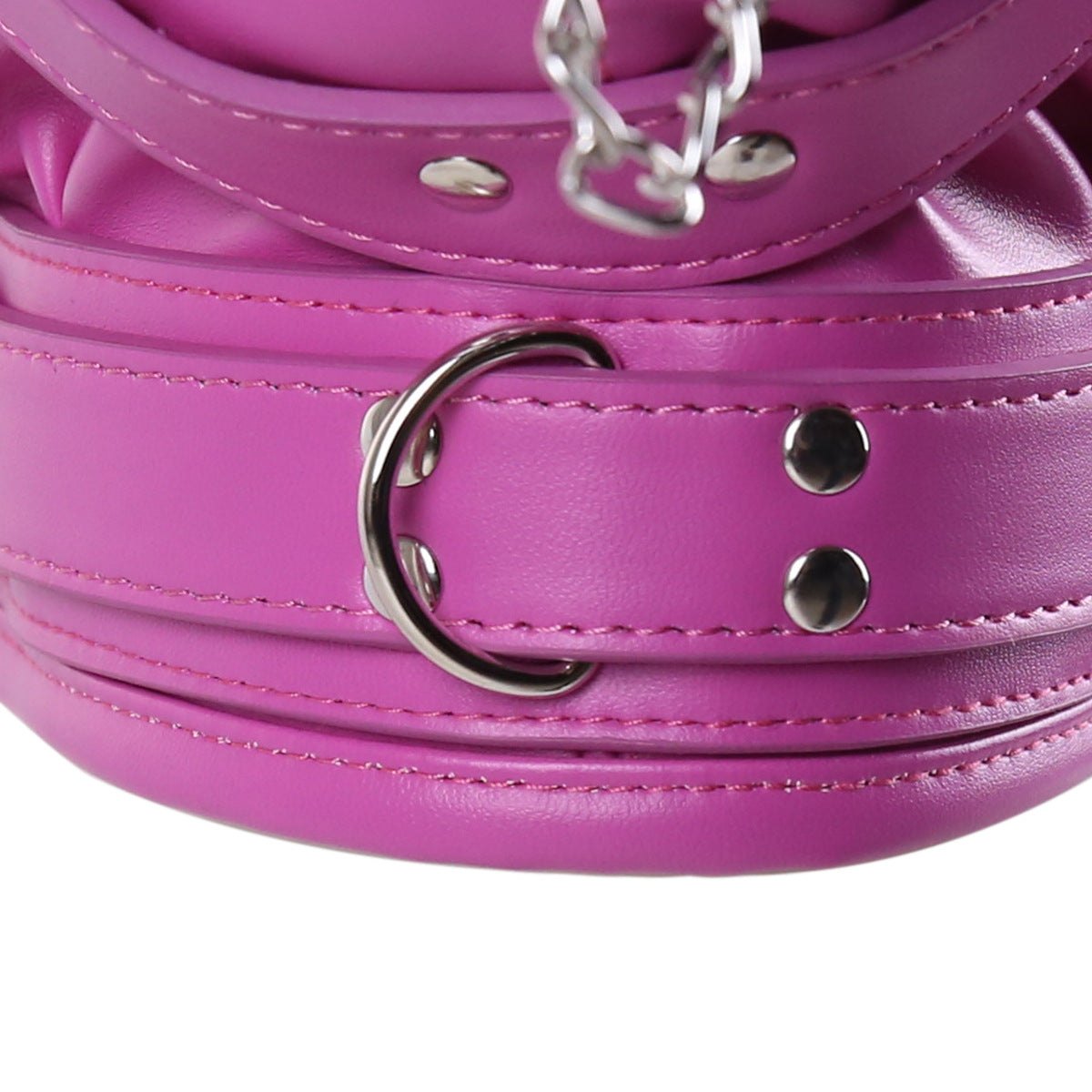 Full Head Hood With Mouth Lid - PU Leather Bondage