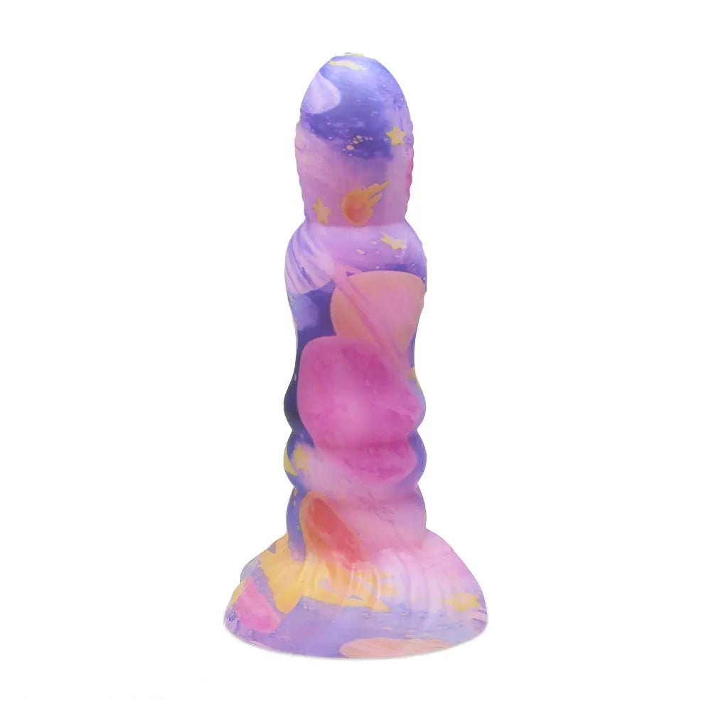 Galaxy Ribbed Fantasy Dildo - Colorful Novelty Dong