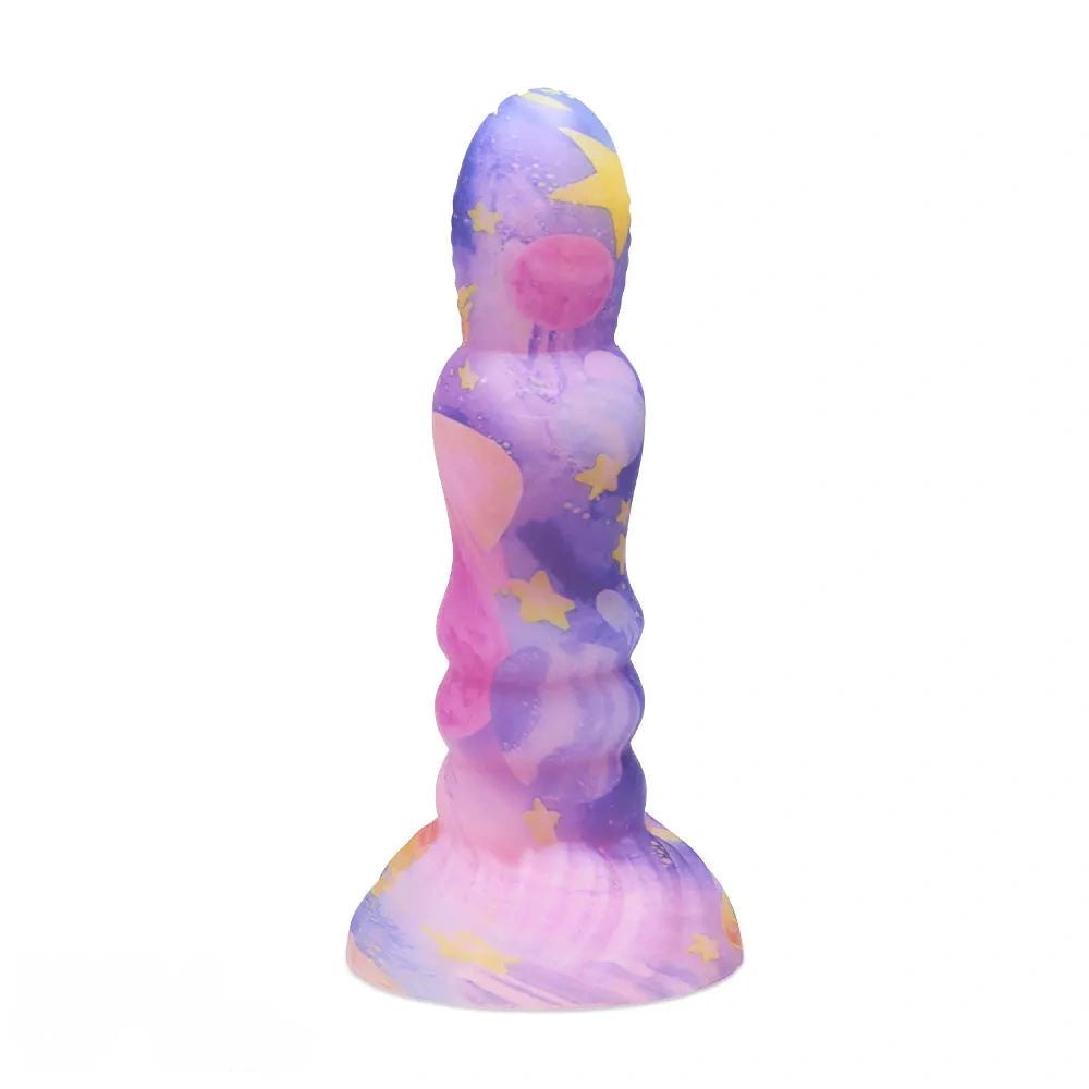 Galaxy Ribbed Fantasy Dildo - Colorful Novelty Dong