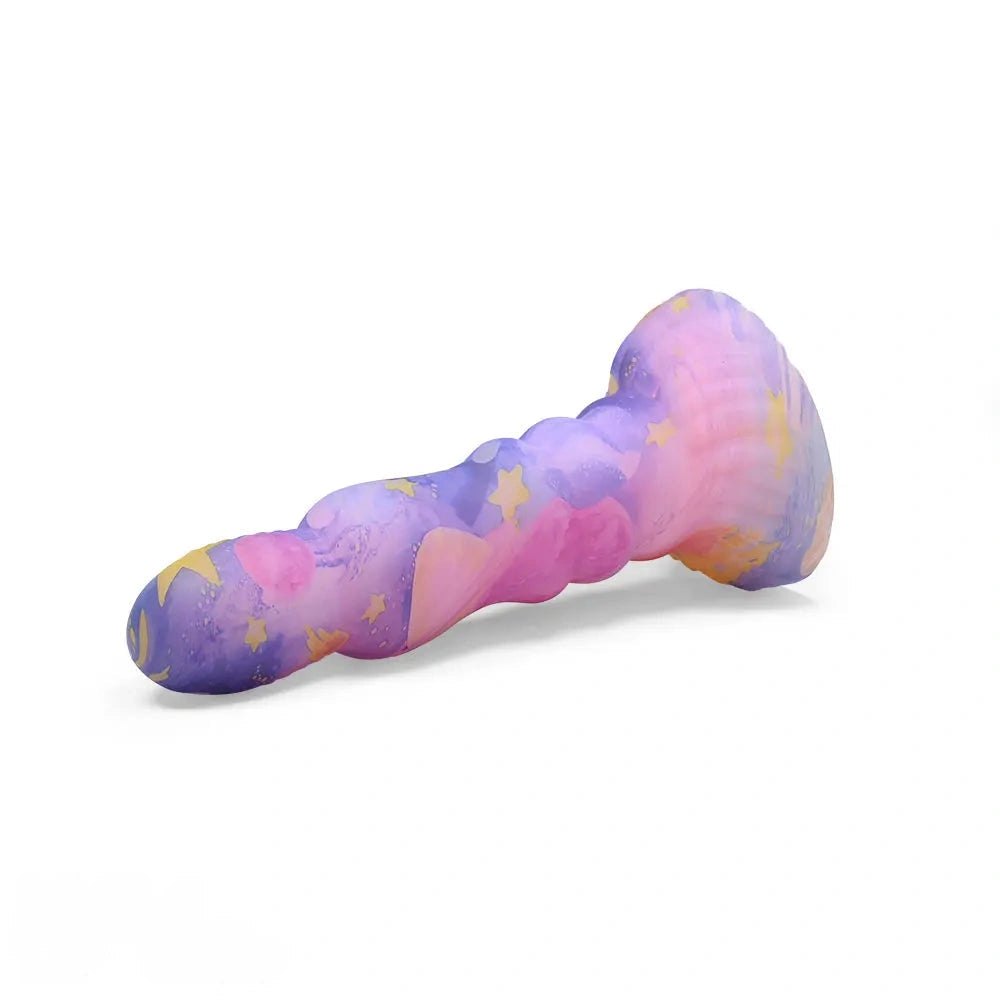 Galaxy Ribbed Fantasy Dildo - Colorful Novelty Dong