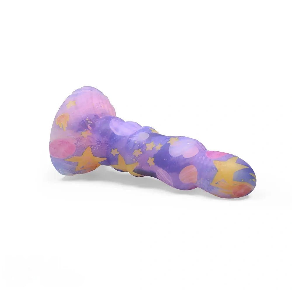 Galaxy Ribbed Fantasy Dildo - Colorful Novelty Dong