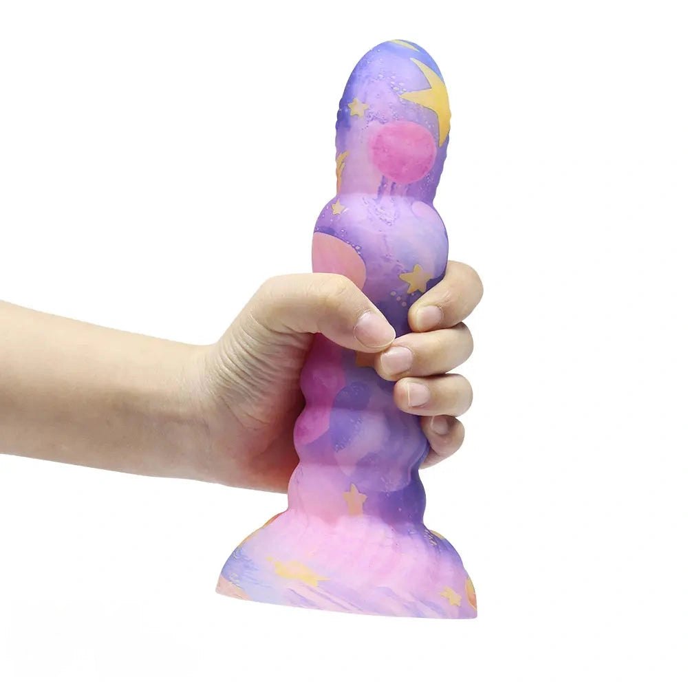 Galaxy Ribbed Fantasy Dildo - Colorful Novelty Dong