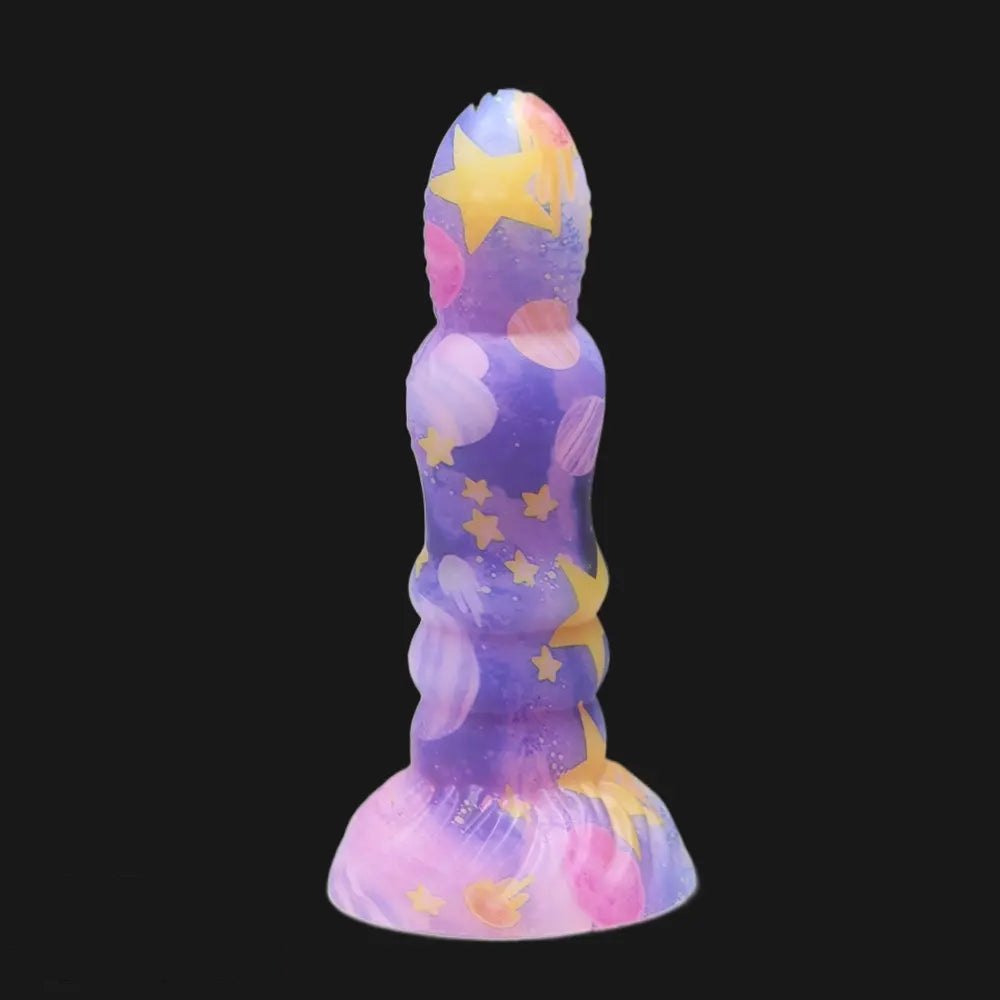Galaxy Ribbed Fantasy Dildo - Colorful Novelty Dong
