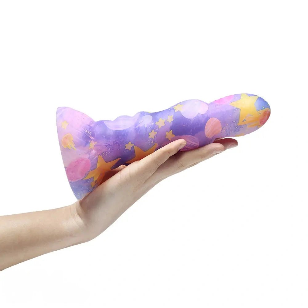 Galaxy Ribbed Fantasy Dildo - Colorful Novelty Dong