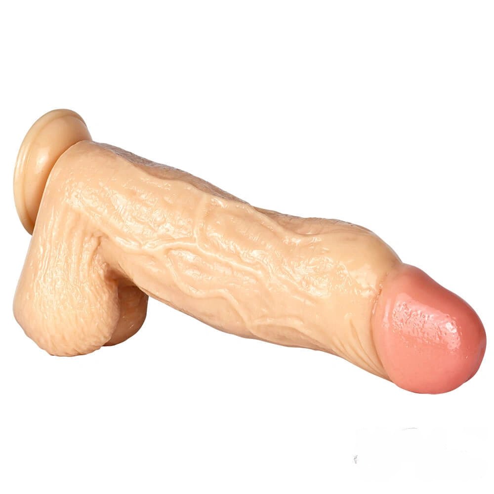 Giant Realistic Dildo 11 in - Thick Flesh-Tone PVC Dildo