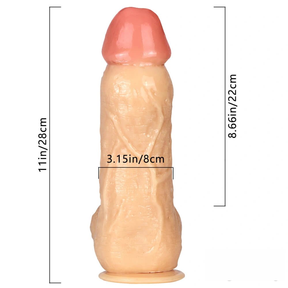 Giant Realistic Dildo 11 in - Thick Flesh-Tone PVC Dildo