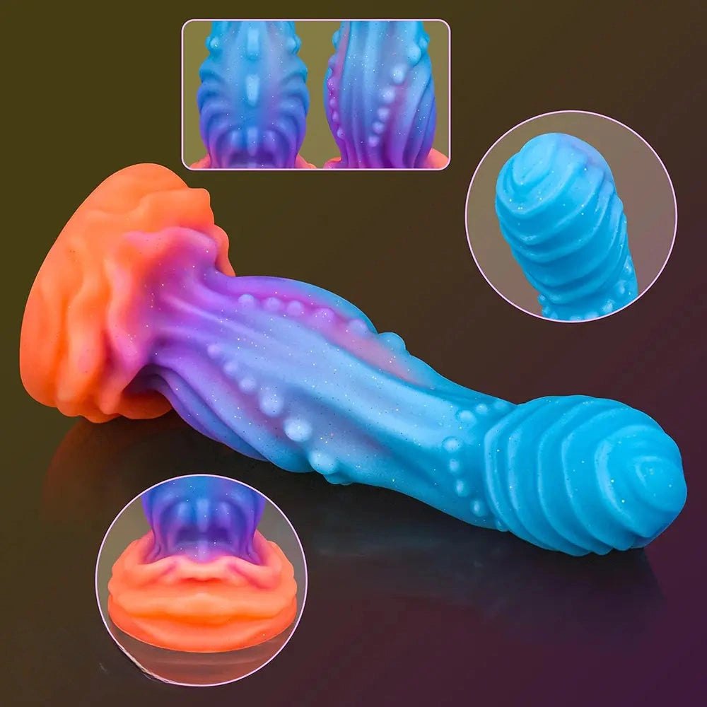 Glitter Swirl Fantasy Dildo 8 in - Silicone Fantasy Dildo