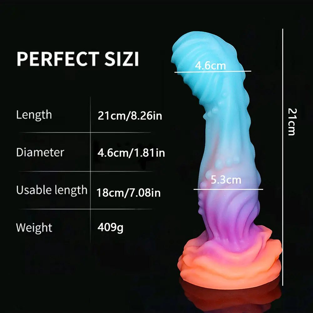 Glitter Swirl Fantasy Dildo 8 in - Silicone Fantasy Dildo