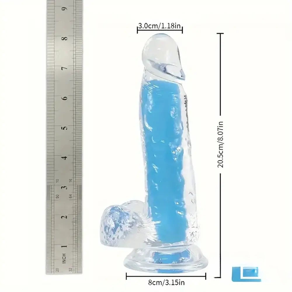 Glow in the Dark Clear Dildo - Realistic Jelly Dildo
