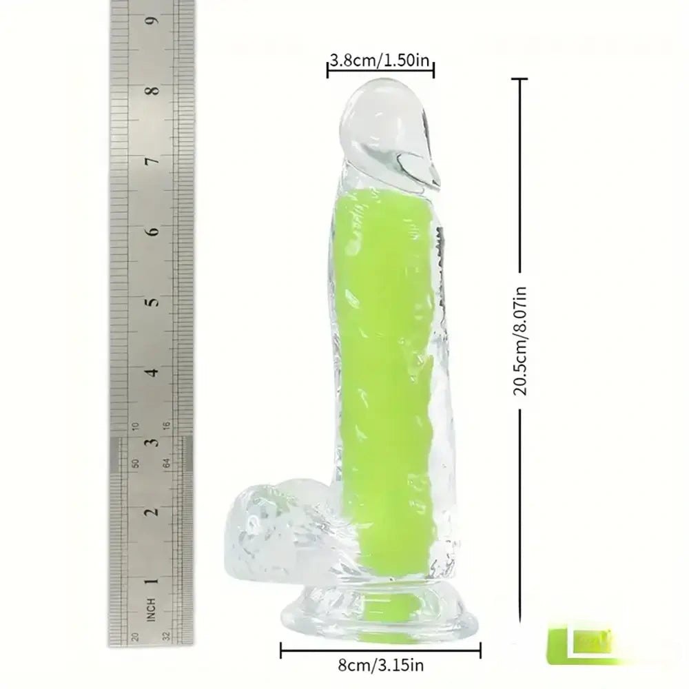 Glow in the Dark Clear Dildo - Realistic Jelly Dildo