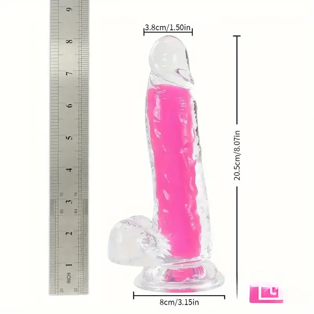 Glow in the Dark Clear Dildo - Realistic Jelly Dildo