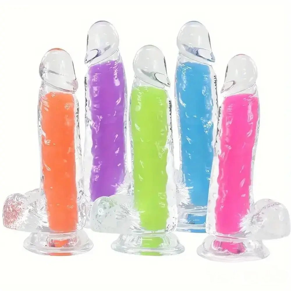 Glow in the Dark Clear Dildo - Realistic Jelly Dildo
