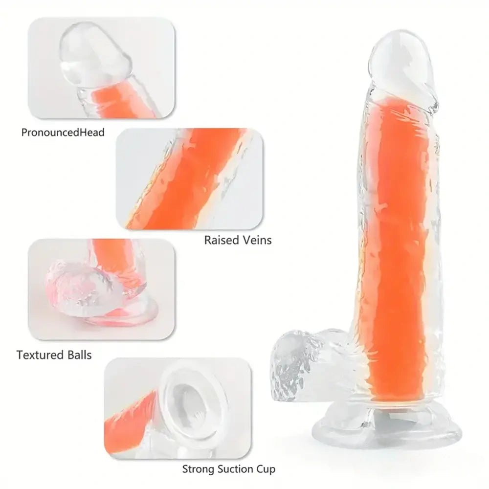 Glow in the Dark Clear Dildo - Realistic Jelly Dildo