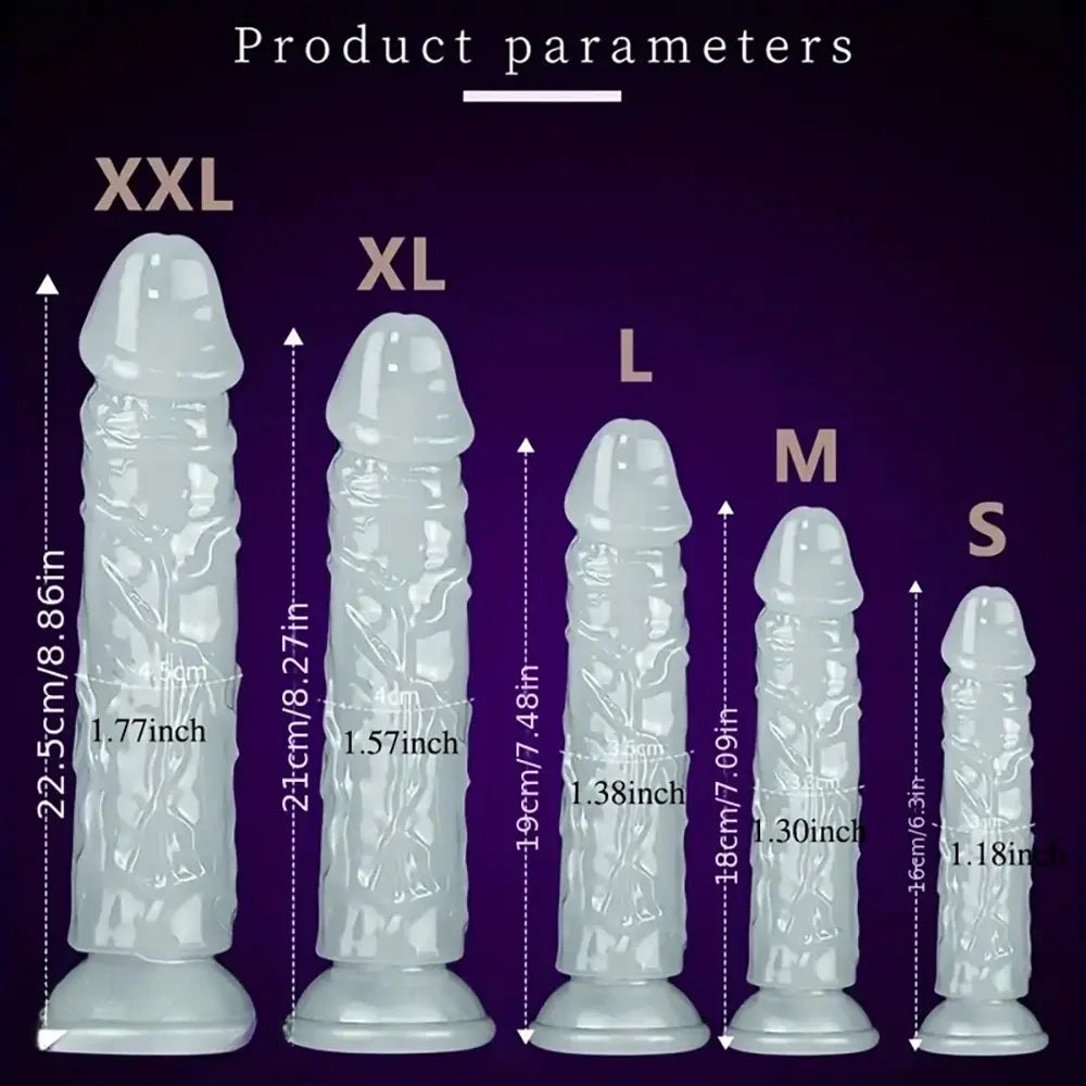 Glow in the Dark Dildo - Realistic Dildo, 5 Sizes