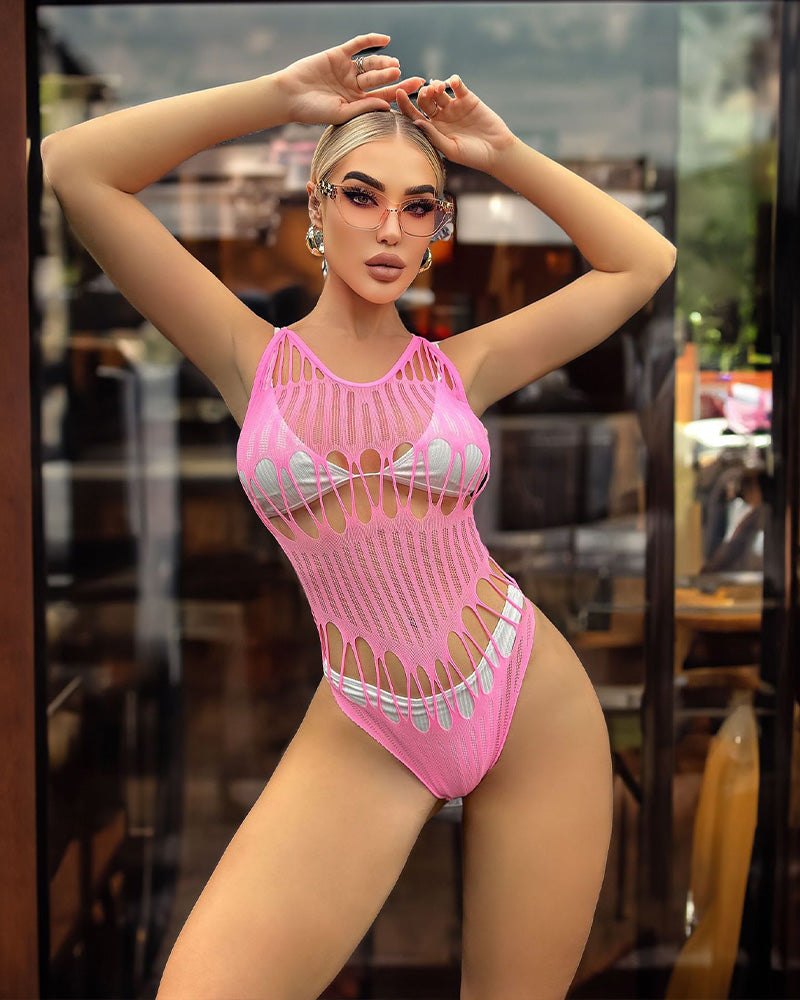 Glow In The Dark Mesh Bodysuit - Lingerie Bodysuit for Women
